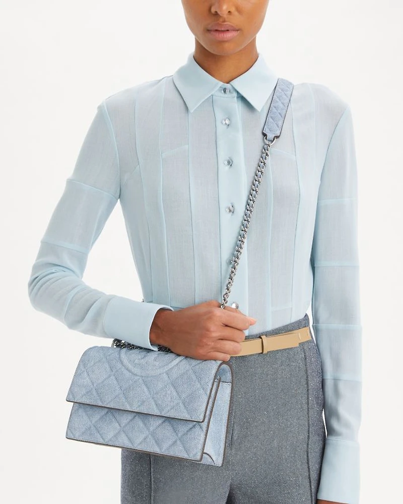 Fleming Denim Print Leather Convertible Crossbody