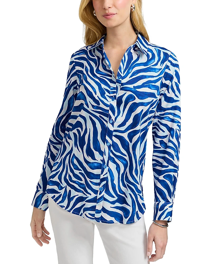 Foxcroft Zoey Long Sleeved Tonal Zebra Shirt