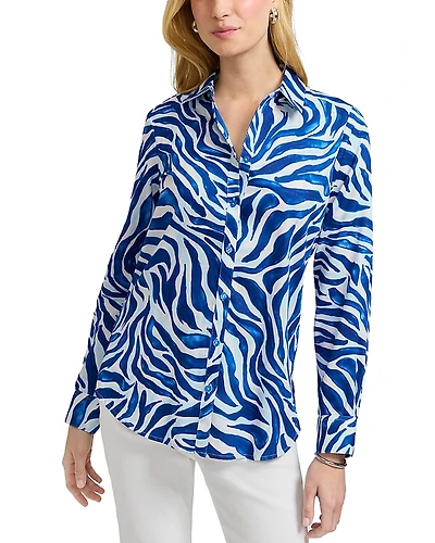 Foxcroft Zoey Long Sleeved Tonal Zebra Shirt