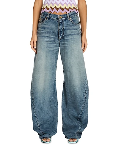 Versace Washed 2000s High Rise Barrel Jeans