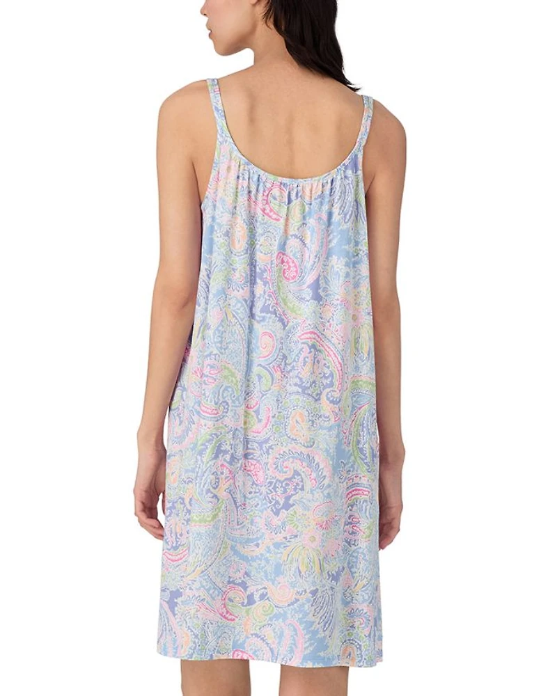 Double Strap Button V-Neck Short Gown