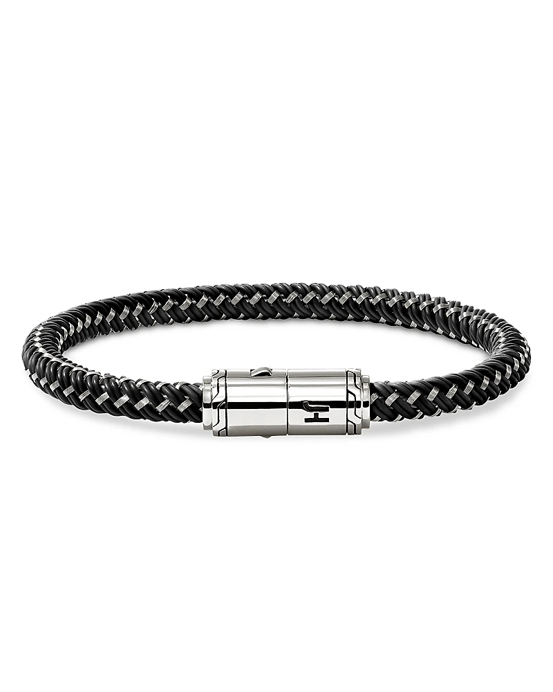 John Hardy Men's Sterling Silver Woven Rubber Bracelet
