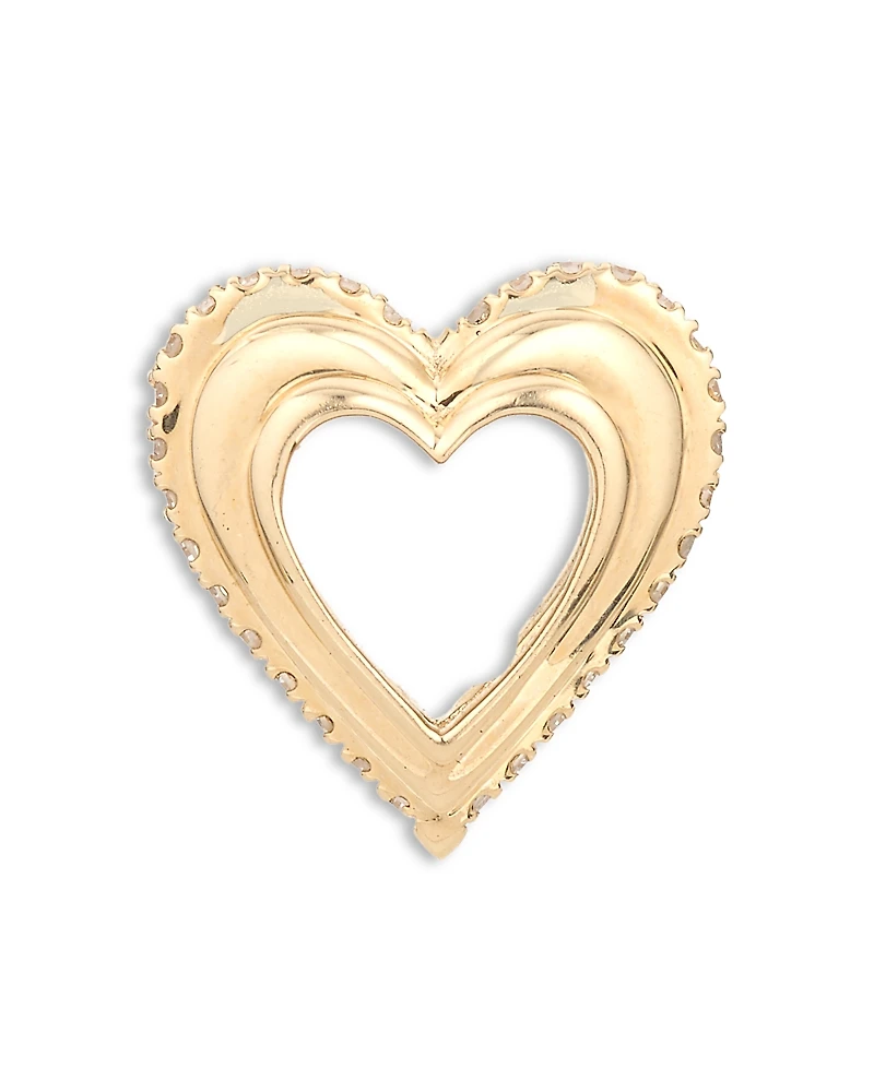 Adina Reyter 9K Yellow Gold Diamond Groovy Heart Big Bead Pendant
