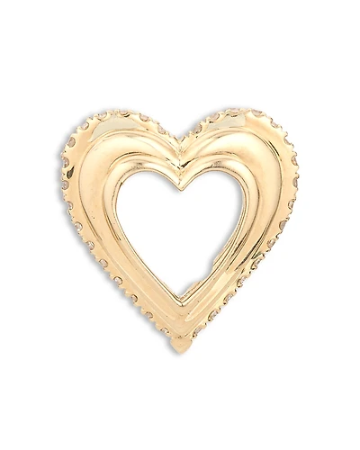Adina Reyter 9K Yellow Gold Diamond Groovy Heart Big Bead Pendant