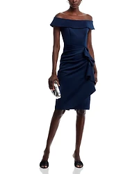 Aqua Off The Shoulder Ruched Dress - Exclusive
