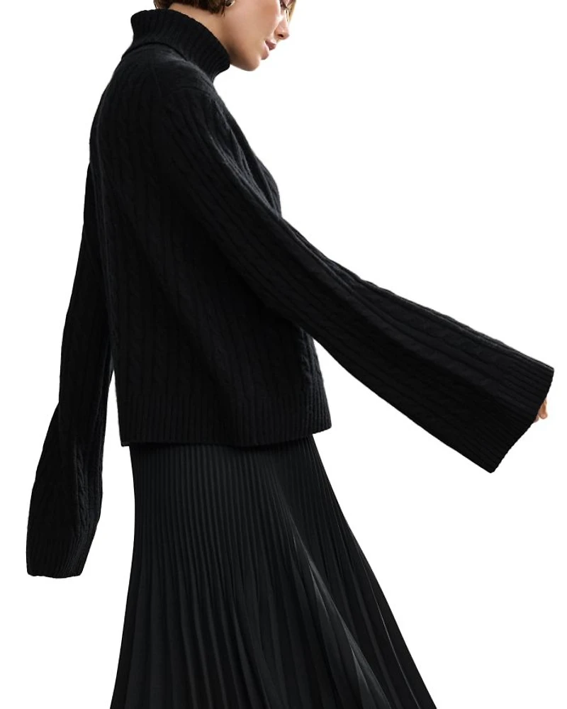 Nell Wool-Blend Cable Turtleneck Sweater