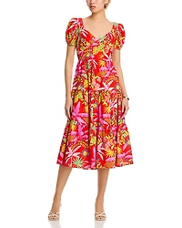 Aqua Floral Cutout Tie-Back Midi Dress - Exclusive