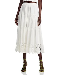 Aqua Tiered Poplin Midi Skirt - Exclusive