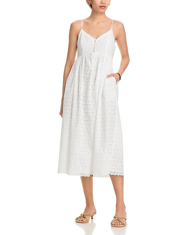 Aqua Eyelet V-Neck Dress - Exclusive