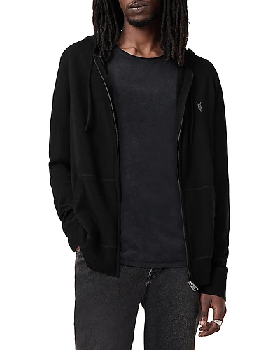 Allsaints Mode Merino Wool Slim Fit Full Zip Hoodie
