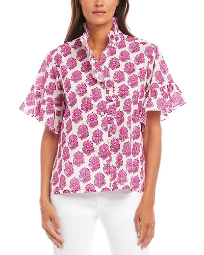 Short Sleeve Ruffle Trim Top