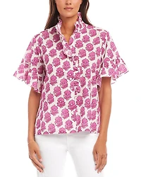 Short Sleeve Ruffle Trim Top
