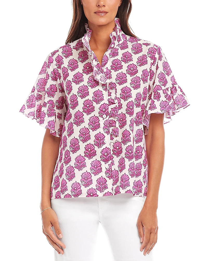 Karen Kane Short Sleeve Ruffle Trim Top