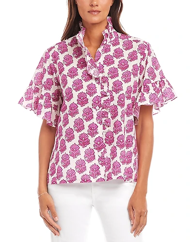 Karen Kane Short Sleeve Ruffle Trim Top