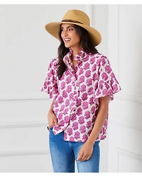 Short Sleeve Ruffle Trim Top