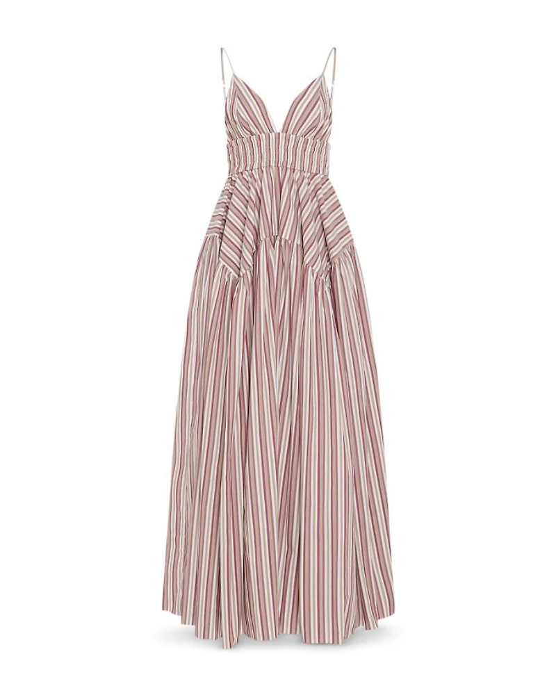 Striped V Neck Maxi Dress