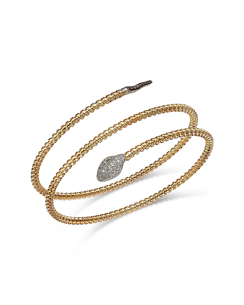 Bloomingdale's Fine Collection White & Brown Diamond Flexible Wrap-Around Snake Bangle Bracelet
