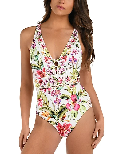 La Blanca Polynesian Plunge One Piece Swimsuit