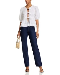 Paula Eyelet Tie Front Top