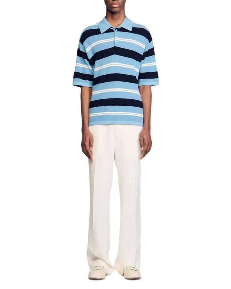 Stripy Knit Polo Shirt