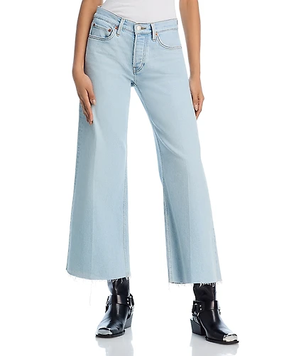 Re/Done Mid Rise Wide Leg Ankle Jeans