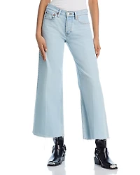 Re/Done Mid Rise Wide Leg Ankle Jeans