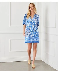 Printed Puff Sleeve Peasant Dress