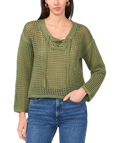 Fish Net V Neck Sweater