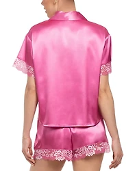 Satin Floral Lace Shortie Pajama Set