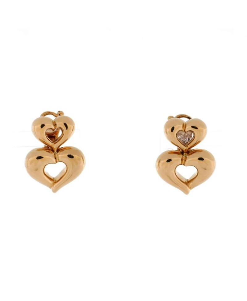 Double Heart Earrings 18K Gold