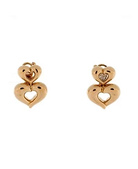 Double Heart Earrings 18K Gold