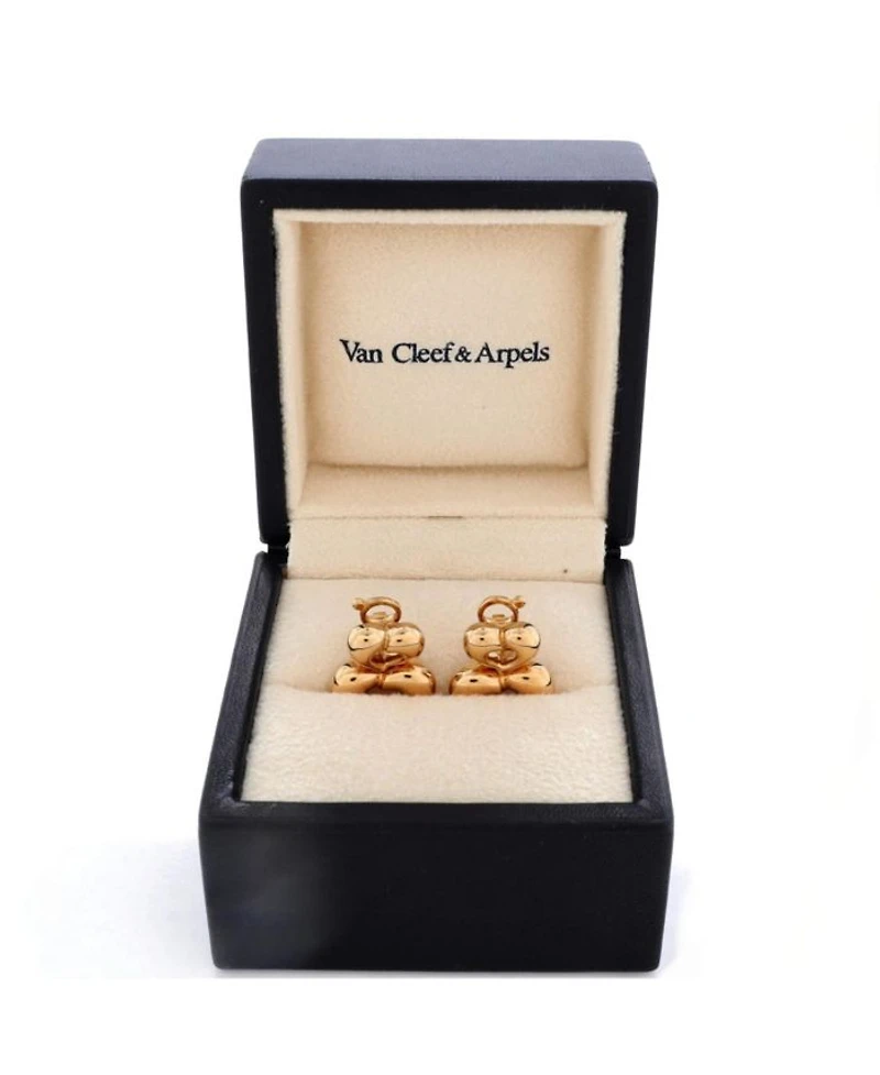Double Heart Earrings 18K Gold