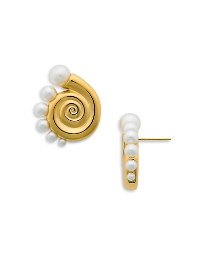 Aqua Shashi Shell & Cultured Freshwater Pearl Earrings - Exclusive