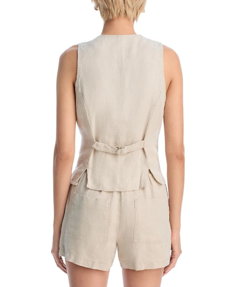 Scoop Neck Linen Vest