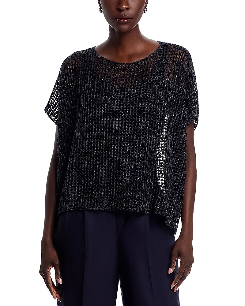 Eileen Fisher Bateau Neck Cap Sleeve Sweater