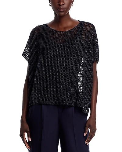 Eileen Fisher Bateau Neck Cap Sleeve Sweater