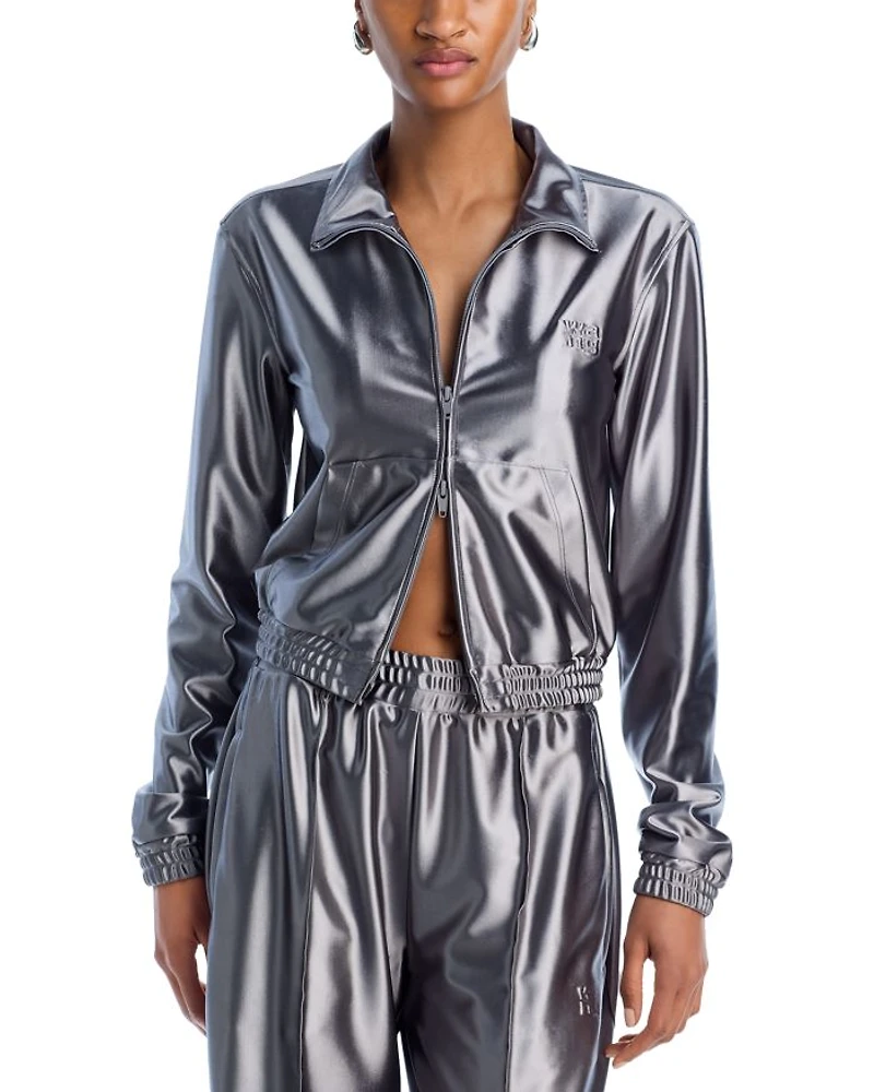 Metallic Zip Front Track Jacket