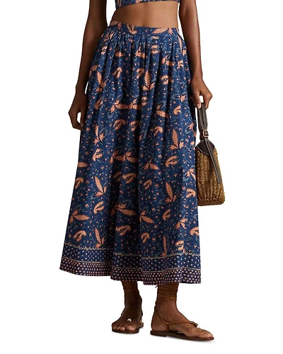 Floral Cotton Poplin A-Line Skirt