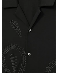 Short Sleeve Embroidered Paisley Camp Shirt