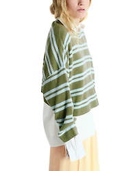 Cropped Striped Wool Sweater