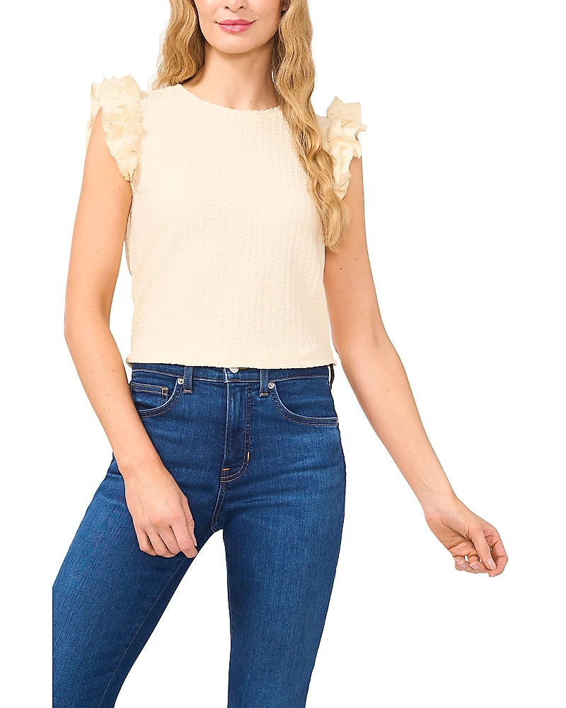 CeCe Ruffle Sleeve Textured Top