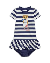 Girls' Striped Polo Bear Cotton Dress & Bloomer - Baby