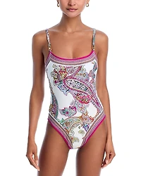 L'Agence Remi Bright Paisley One Piece Swimsuit