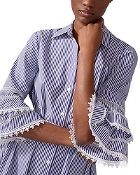 Tiered Ruffle Sleeve Cotton Shirt Dress