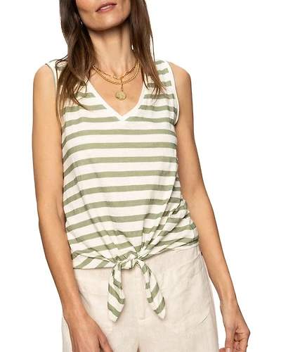 Floral V Neck Tie Front Tank