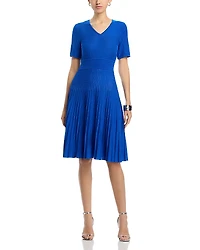 Misook Fit And Flare Ribbed Knit Dress