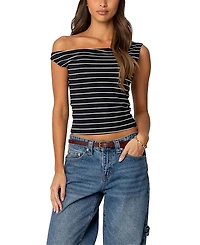Edikted Keryn Striped Asymmetric Top