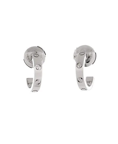 Small Love Hoop Earrings 18K White Gold