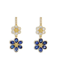 Temple St. Clair 18K Yellow Gold Fj Blue Sapphire & Diamond Fiori Flower Drop Earrings