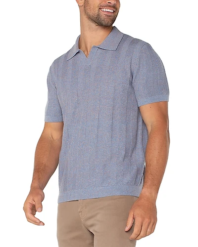 Liverpool Los Angeles Short Sleeve Johnny Collar Sweater Knit Polo